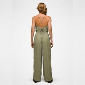 PRANA Fernie Olive Green Wide Leg Jumpsuit NWT Small Sustainable Crossback